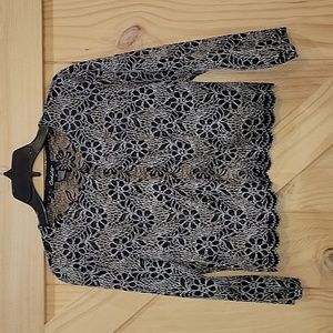 Candalate | Floral Print Lace Cropped Shrug Cardigan Cover-Up | Medium